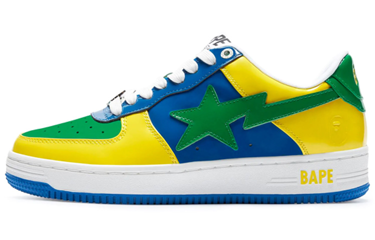 Мужские кеды A BATHING APE BAPE STA (зелено-желто-синие)