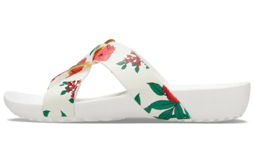Crocs Serena Slide Slippers Women's White Floral