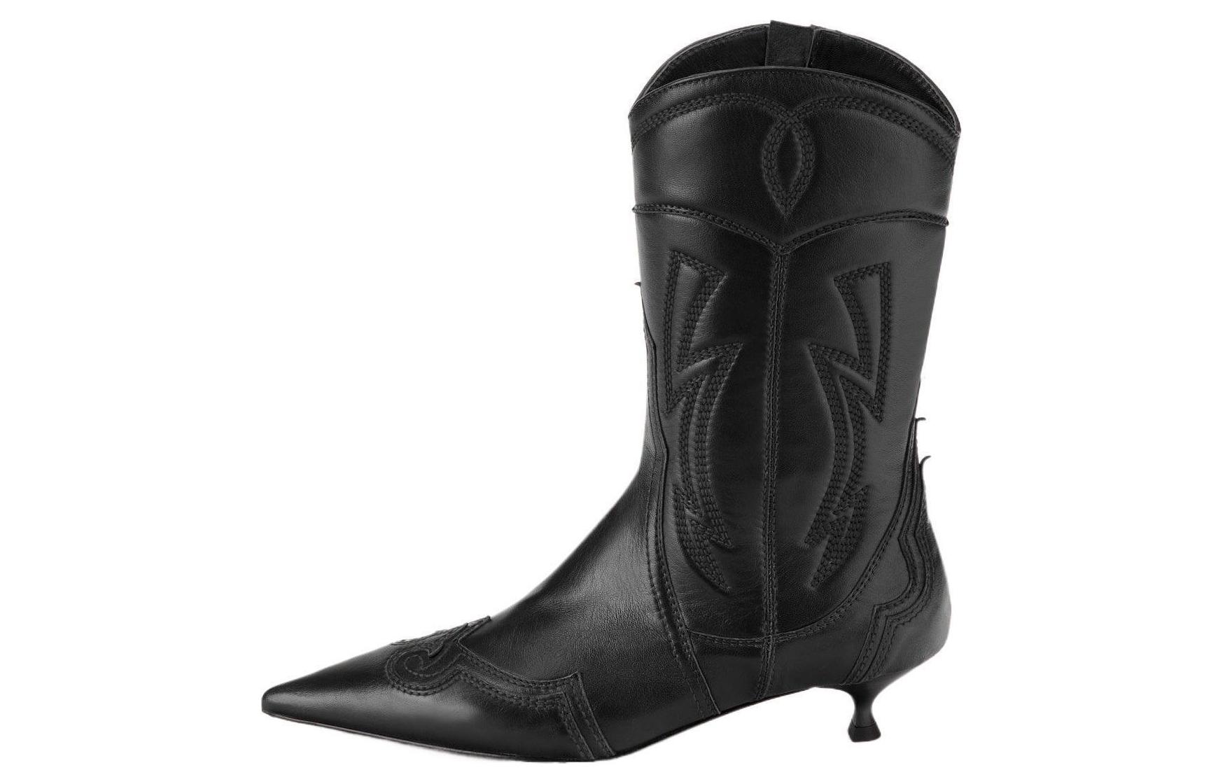 AGL Leather Comfortable Ankle Boots 3cm Women's Black