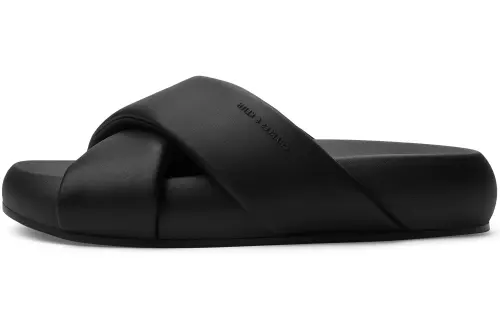 CHARLES&KEITH Composite Sole Slide Slippers 3.8cm Women's Black/Light Gray/Light Gray