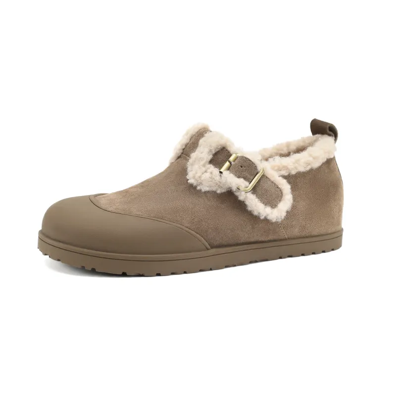 D FUSE SCANDINAVIA Cow Split Leather Fleece Lined, Versatile Comfortable Minimalist Style Casual Shoes 1.5cm Women's