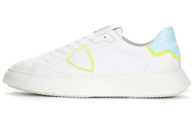 PHILIPPE MODEL Leather Low top Stylish Skateboarding Shoes Men's White Blue
