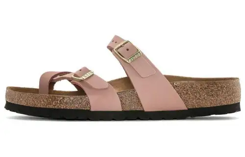 Birkenstock Leather Slide Slippers Women's Pink Narrow