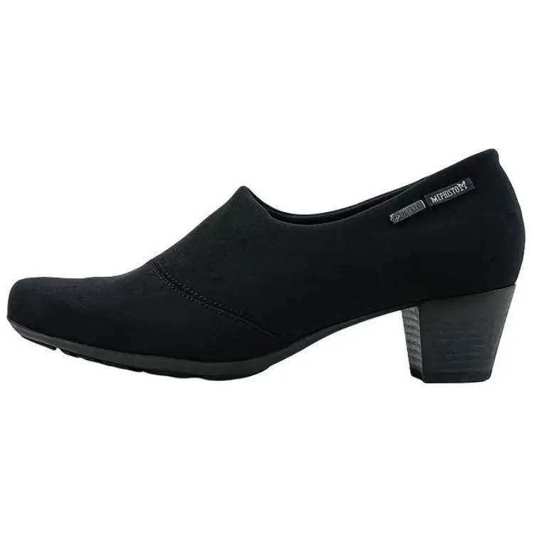 MEPHISTO Fabric Chunky Heel High Heels 4cm Women's Black