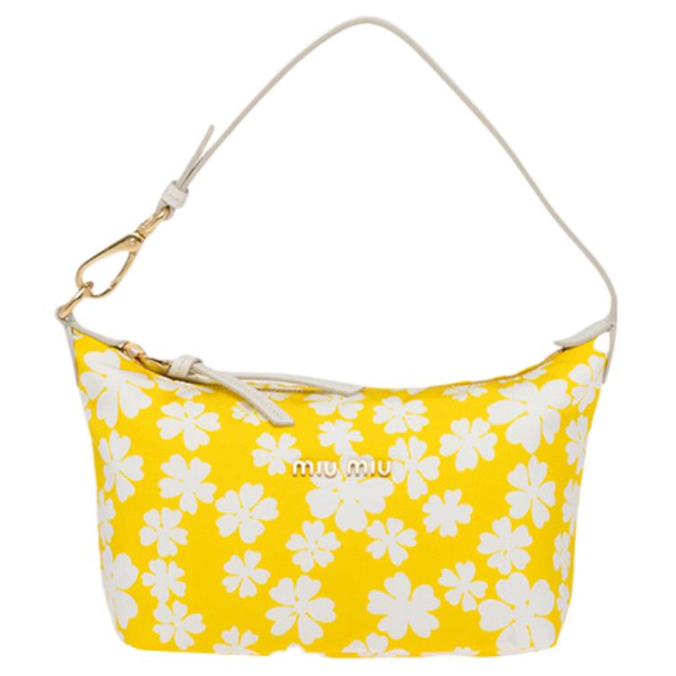 MIU MIU Spirit Leather One Shoulder Handbag Mini Women's Yellow