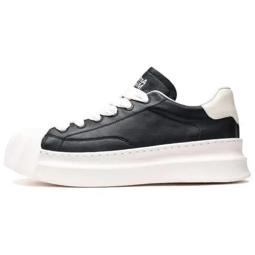 Anthony Miles Cow Leather Case Head, Vintage Breathable, Fleece Lined Low top Skateboard Shoes Men's Black