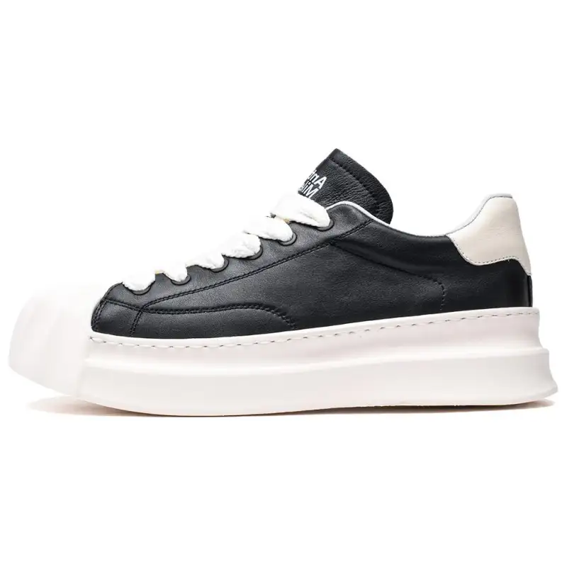Anthony Miles Cow Leather Case Head, Vintage Breathable, Fleece Lined Low top Skateboard Shoes Men's Black
