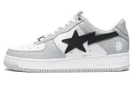 A BATHING APE STA Leather Low top Stylish Skateboarding Shoes Women's White Black