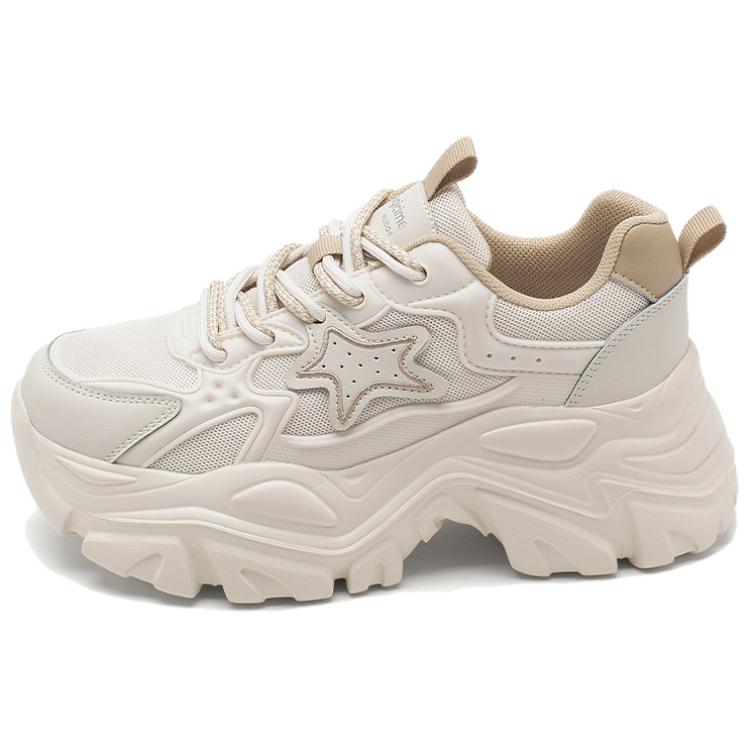 AGSDON Cow Split Leather Abrasion Resistant Abrasion Resistant Low top Chunky Sneakers Women's