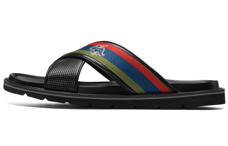 ROBERTA DI CAMERINO/Norbeda cow leather stitching comfortable and fashionable sandals, men's black