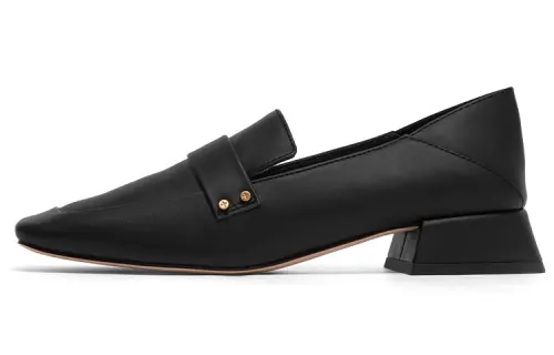 CHARLES&KEITH PU, Textile Chunky Heel Mary Jane Shoes 3cm Women's Black