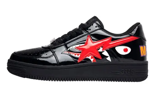 A BATHING APE Bape STA Stylish Skateboarding Shoes Unisex Black Red