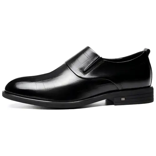 AOKANG cow leather business British style formal leather shoes men's black