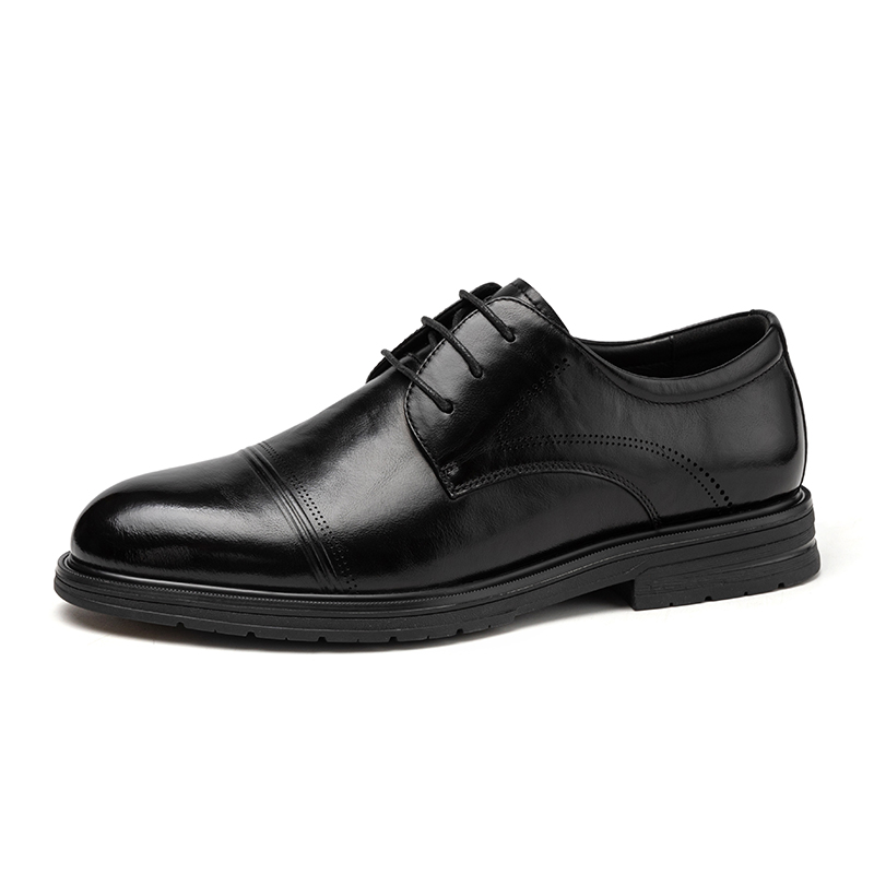 AOKANG first-layer cowhide, business commuting derby shoes, fashionable and comfortable, classic and versatile, non-slip and wear-resistant, light and breathable, wedding groomsmen, formal leather shoes, men's style