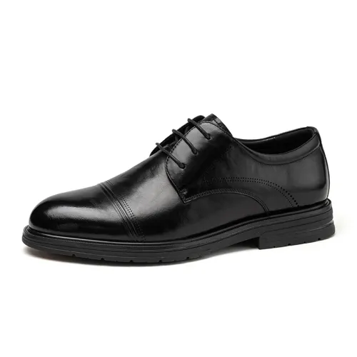 AOKANG first-layer cowhide, business commuting derby shoes, fashionable and comfortable, classic and versatile, non-slip and wear-resistant, light and breathable, wedding groomsmen, formal leather shoes, men's style