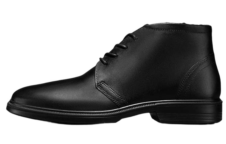 Ecco Maitlan series cow leather simple lace-up short boots men's black