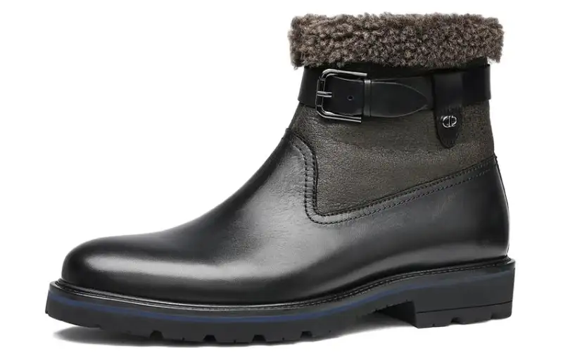 Chrisdien Deny Top Grain Cow Leather Ankle Boots Men's Black