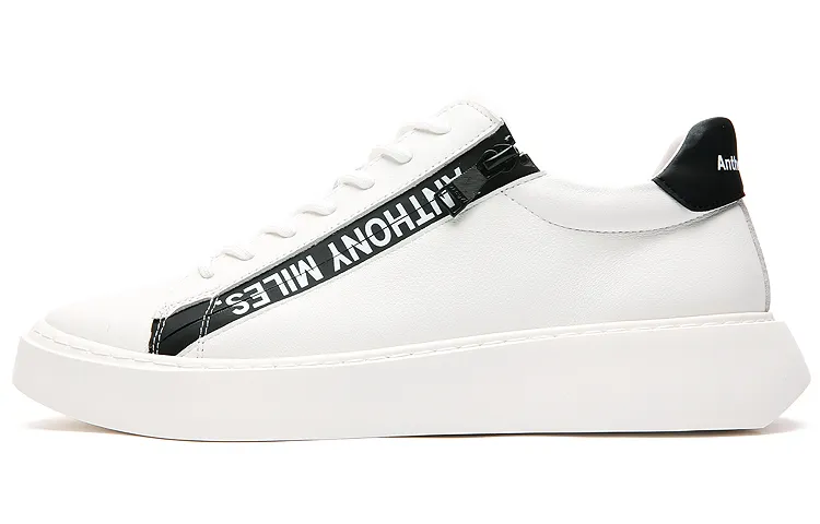 Anthony Miles Cow Leather Stylish Skateboarding Shoes Men's White