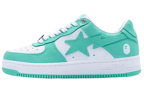 A BATHING APE Bape STA Leather Stylish Skateboarding Shoes Women's Green