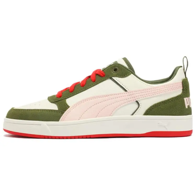 PUMA DRIBBLE SD Abrasion Resistant Low top Skateboard Shoes Unisex White Green Pink