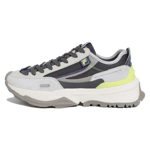 FILA Synthetic Leather Abrasion Resistant Low top Casual Shoes Unisex Black Gray Korean Style