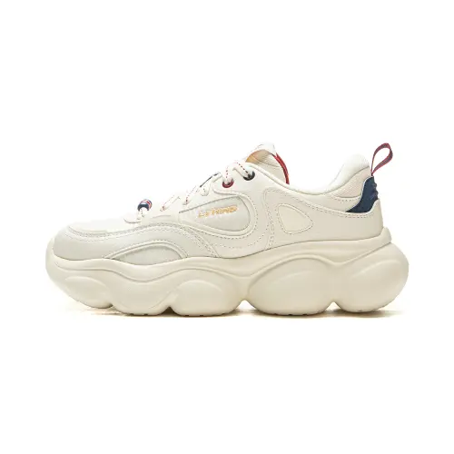 Li Ning Cloud Cushioning Slip Resistant Abrasion Resistant Lightweight Low top Casual Shoes Women's Ecru