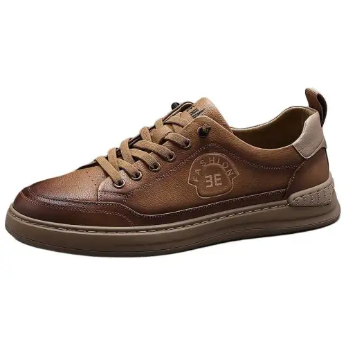 JANE HARLOW Cow Leather Low top Skateboard Shoes Men's Khaki