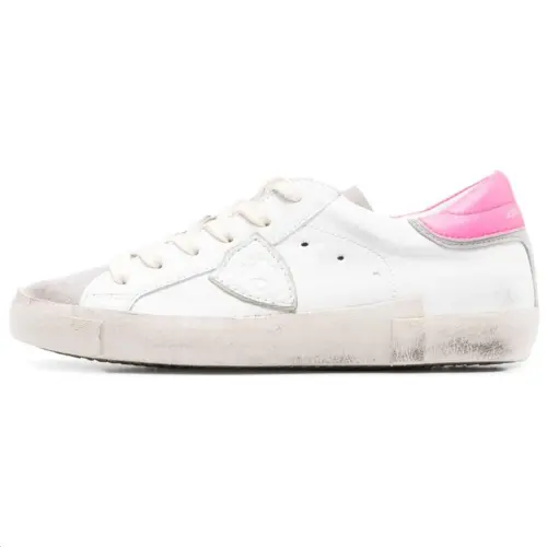 PHILIPPE MODEL Cow Leather Low top Skateboard Shoes Women's White Pink