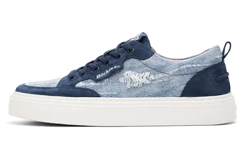 Dickies Patchwork Collection, Vintage Trendy Skateboard Shoes Men's White Blue