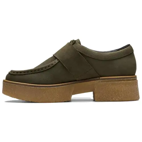 Clarks Nubuck Comfortable Casual Shoes Women's Dark Green