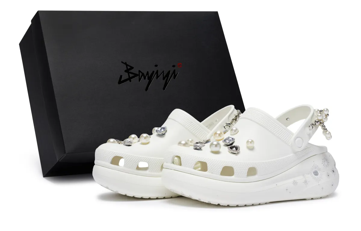 Crocs Crush Clog 811 Manufacturing, Silver Moon Mystic Realm, Special Shoe Box Clogs Unisex White