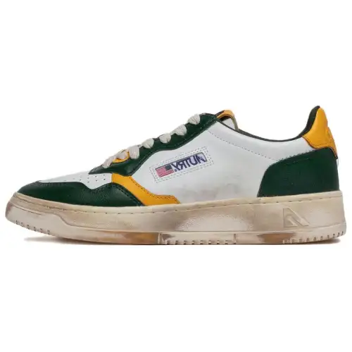AUTRY Super Vintage Slip Resistant Low top Skateboard Shoes Men's White Green