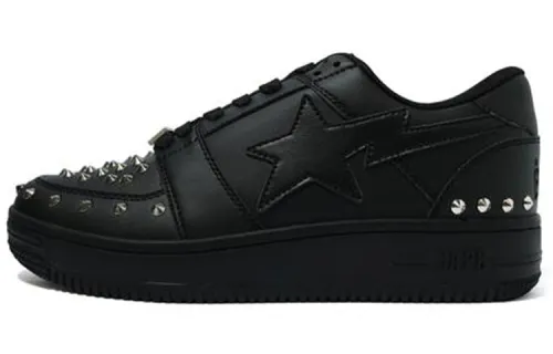 BAPE A BATHING APE Bape Sta Low 20th Anniversary Black Silver Studded