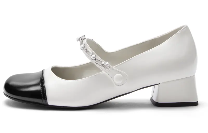 CHARLES&KEITH Small Ck Pu Chunky Heel Mary Jane Shoes 3.6cm Women's