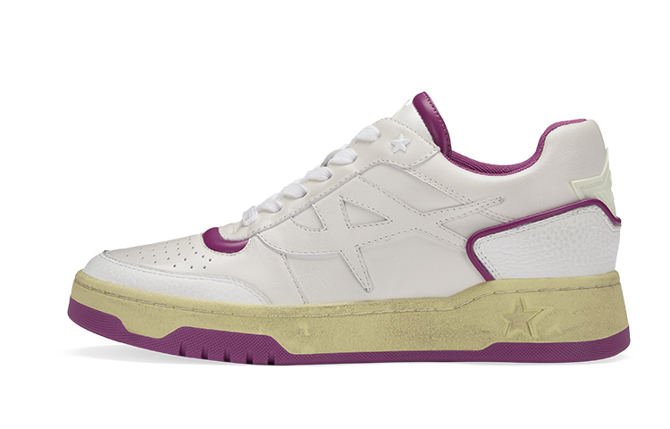 ASH BLAKE Collection Cow Leather Low top Skateboard Shoes Women's White Purple