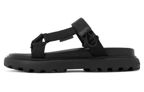 CHARLES&KEITH Slide Slippers Women's BLACK TEXTURED/Beige