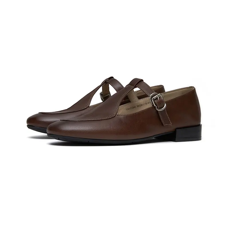 Marie Claire Chunky Heel Mary Jane Shoes Women's Brown