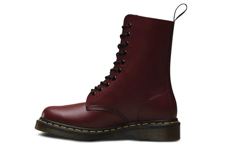 Dr. Martens 1490 Black Smooth Classic 10 Combat Boots Couple Style Red