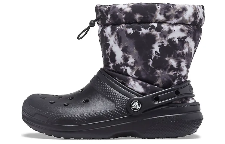 Crocs Classic Lined Neo Puff Tie Dye Boots 'Black White'