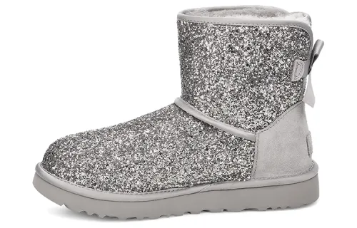 UGG CLASSIC MINI Thermal Abrasion Resistant Round Tip Platform Fleece Lined Short Snow Boots Women's Silver Gray