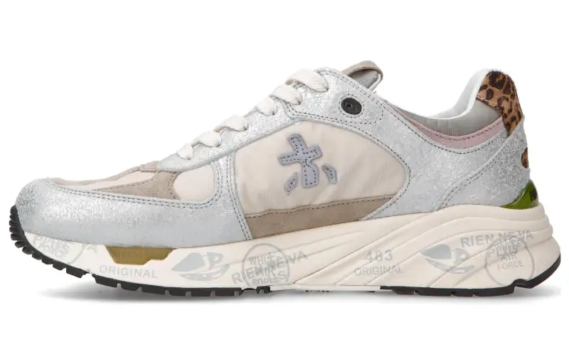 PREMIATA Mased Leather Fashion Low top Casual Shoes Women's Silver
