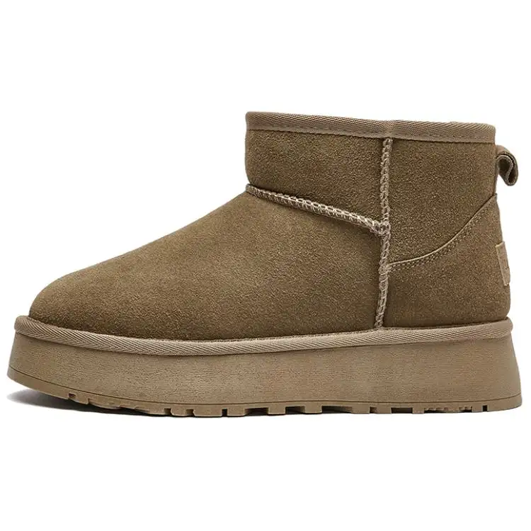 La Chapelle Cow Suede Thermal Height Increasing Ankle Length Snow Boots Women's