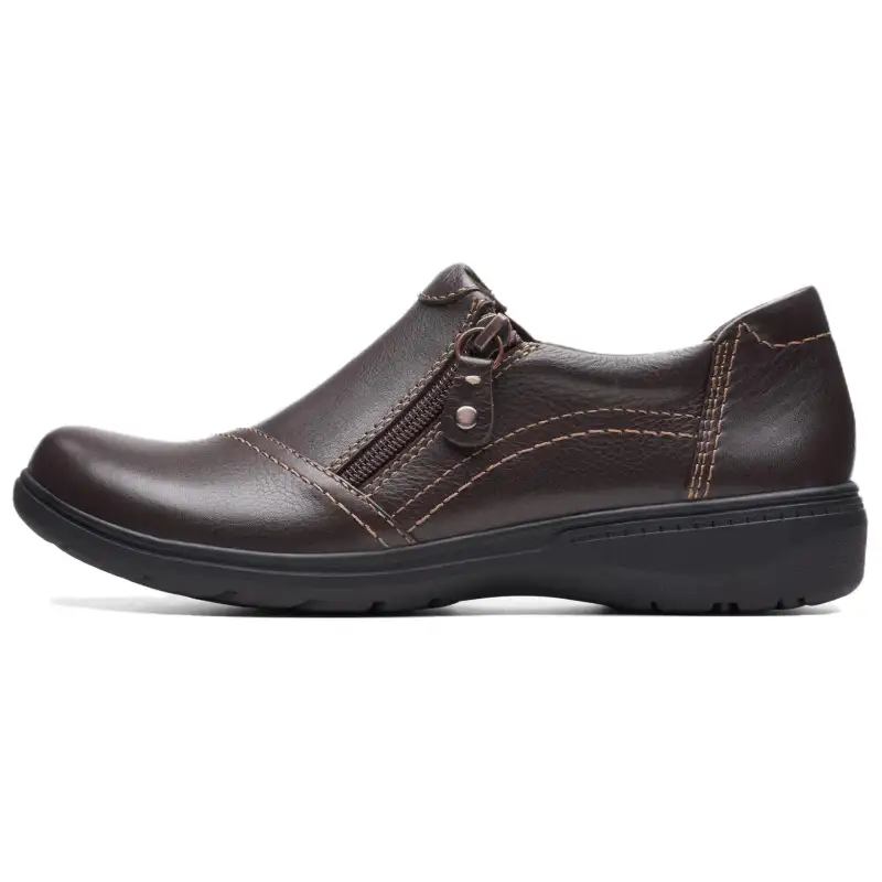 Clarks Leather Casual Shoes 3.5cm Women's Dark Brown