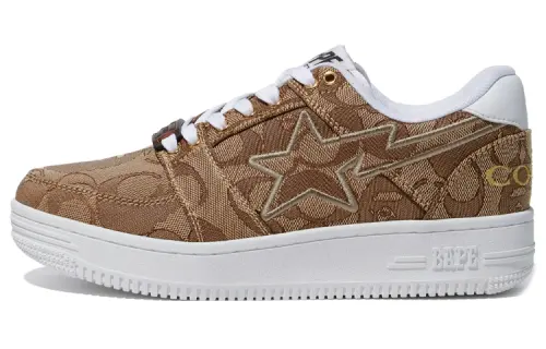 COACH x A BATHING APE STA Low top Stylish Skateboarding Shoes Women's Light Umber