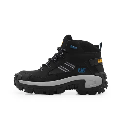 CAT Invader Mid Vent CT SS23 two-layer cowhide professional equipment classic non-slip high-top mesh splicing design short-length Martin boots men's black