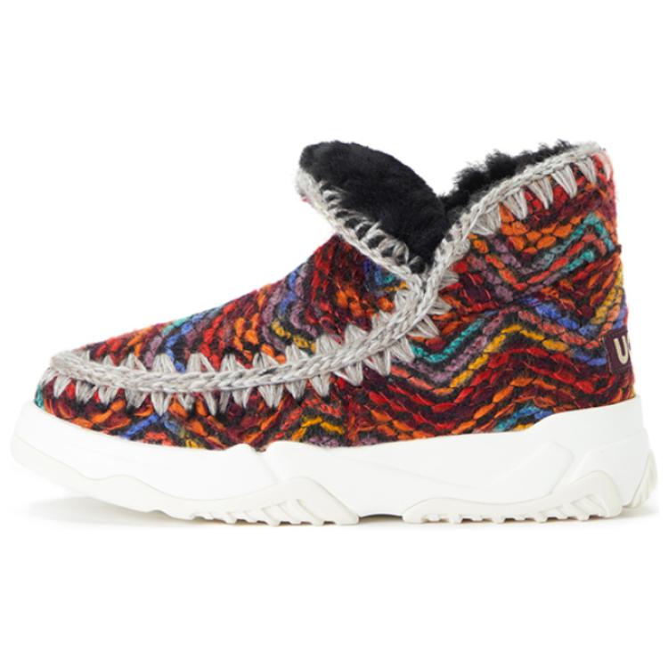 MOU Eskimo Polyester Ethnic Style Short Snow Boots Women's Multicolor