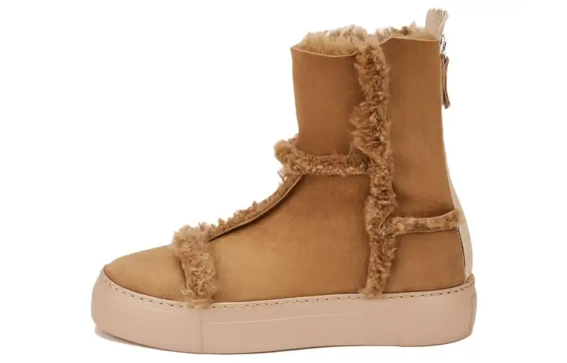 AGL Sheepskin Ankle Boots 3cm Women's Brown