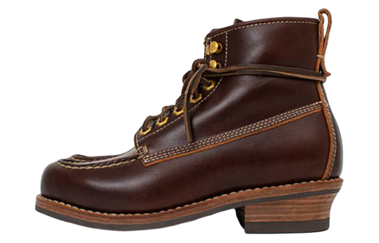 Visvim Cow Leather Lace Up Ankle Boots Women's Dark Brown