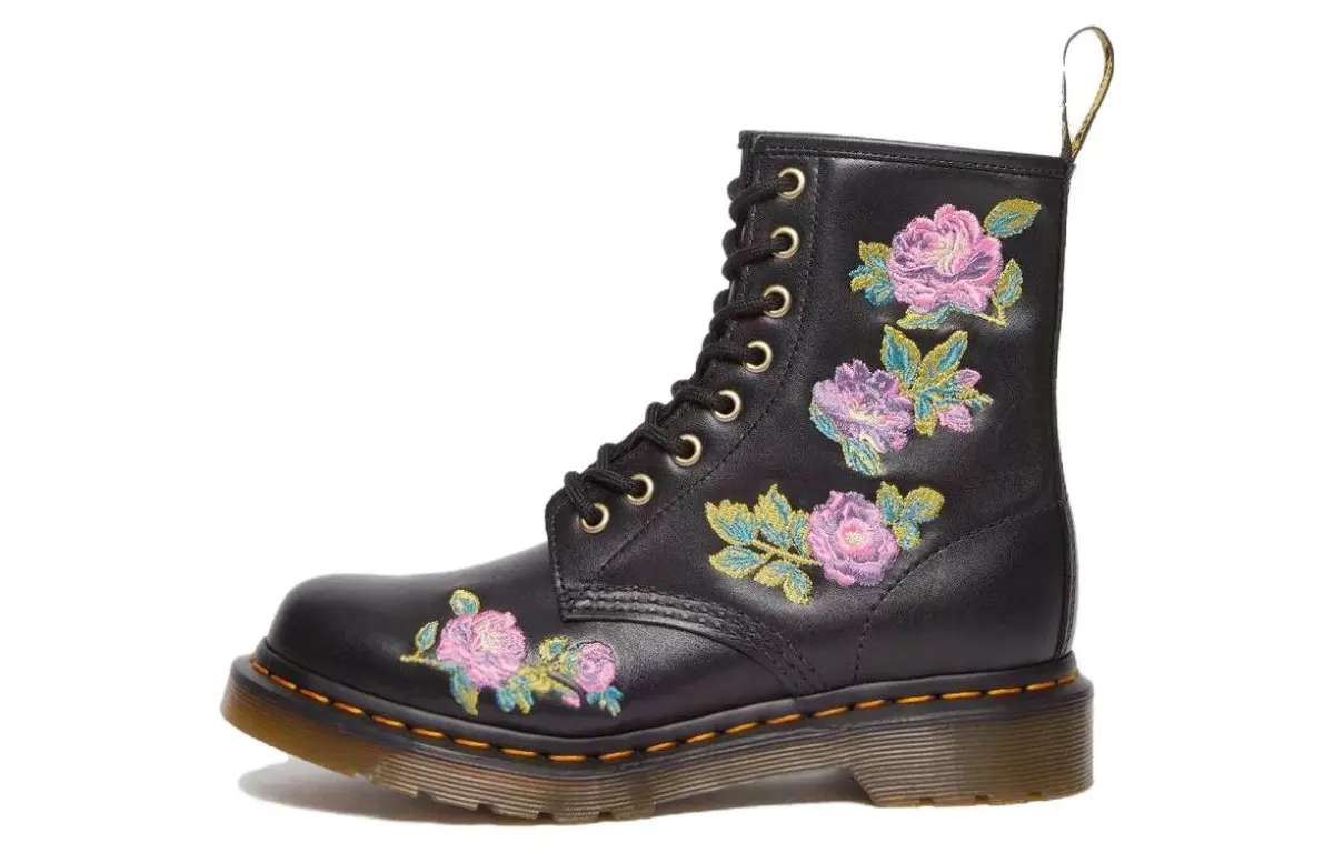 Dr.Martens Leather Short Combat Boots Women's Black