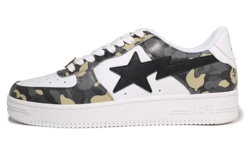 A BATHING APE STA Leather Stylish Skateboarding Shoes Women's White Brown Madison 2 Anniversary Limited Edition